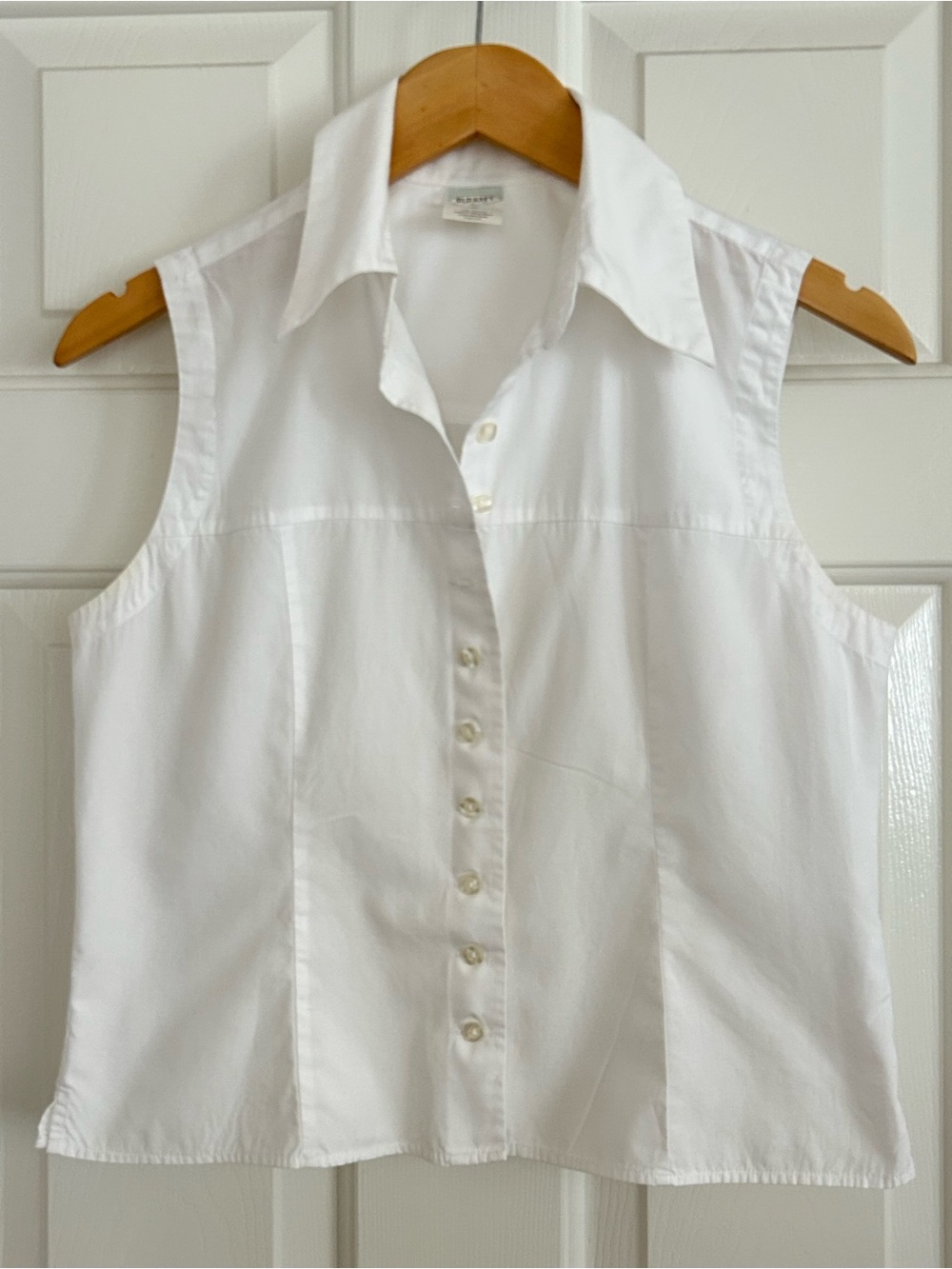 Vintage Old Navy Co White Sleeveless Button Down 100% Cotton Crisp Blouse Small